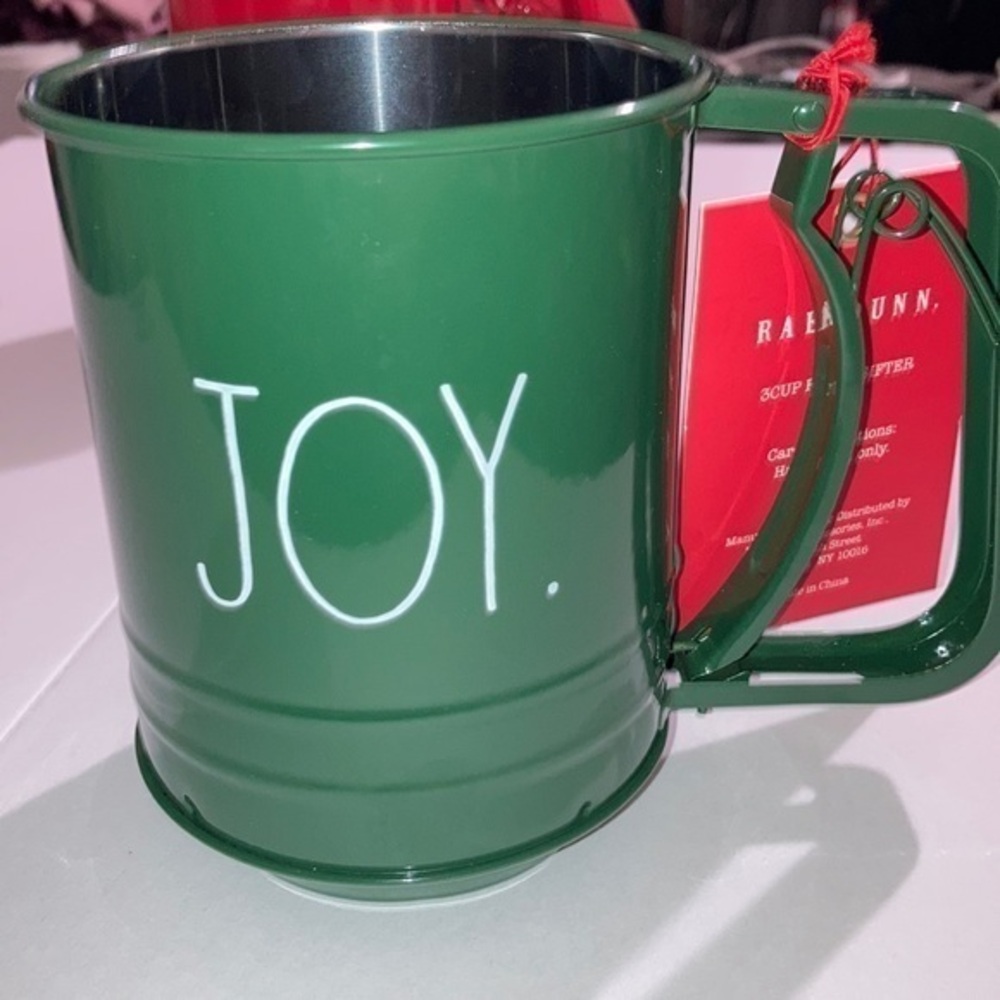 Rae Dunn Green Holiday Baking 3 Cup Flour Sifters “JOY.” NWT
